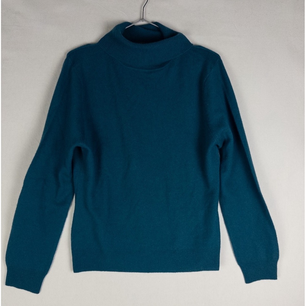 Apt 9 100% Cashmere Sweater Womens L Blue Turtleneck Knit Pullover Casual Solid